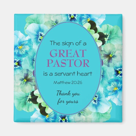 PASTOR APPRECIAANT Blue Floral Magneet (Voorkant)