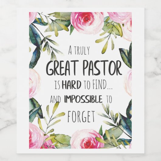 Pastor appreciatie Gift Pastor Hartelijk dank, cit Wijn Etiket (Enkel label)