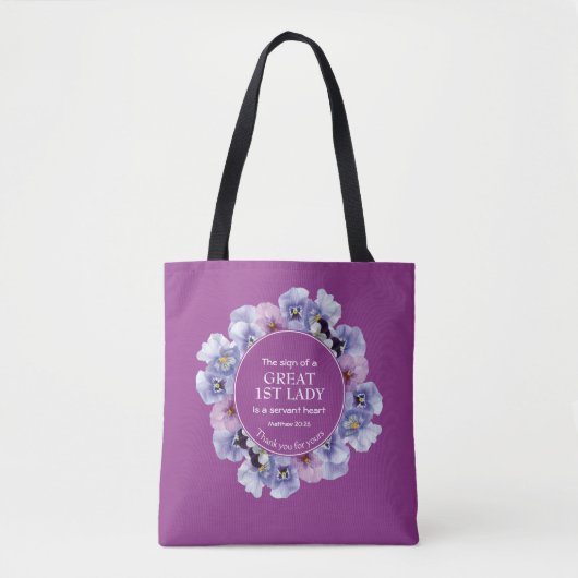 PASTOR APPRECIATION 1st Lady Floral Hartelijk dank Tote Bag (Voorkant)