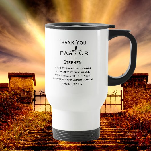 Pastor Appreciation Cross gepersonaliseerd Reisbeker