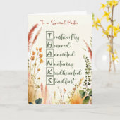 Pastor Appreciation Day Acrostic Words Wildflowers Kaart (Gele Bloem)