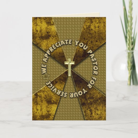 Pastor Appreciation Day Gold Cross Abstract Design Kaart (Voorkant)