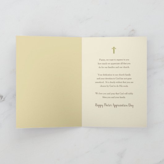 Pastor Appreciation Day Gold Cross Abstract Design Kaart (Binnen)