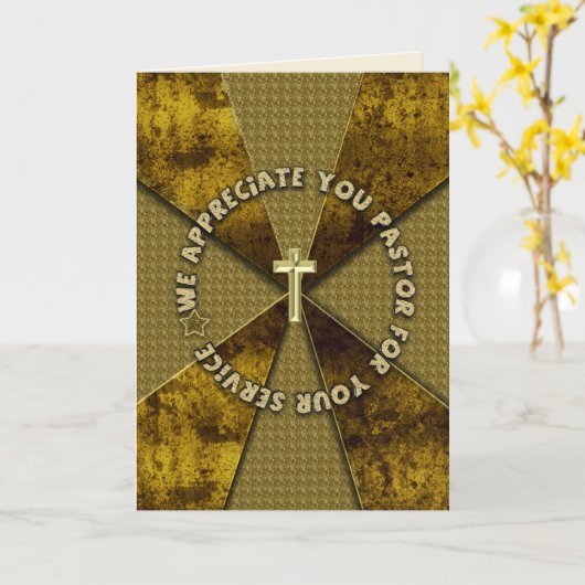 Pastor Appreciation Day Gold Cross Abstract Design Kaart (Gele Bloem)