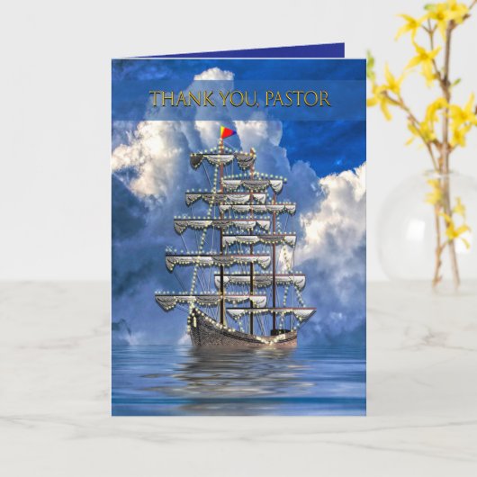 Pastor Appreciation Day, schip met veel zeilen, wo Kaart (Gele Bloem)