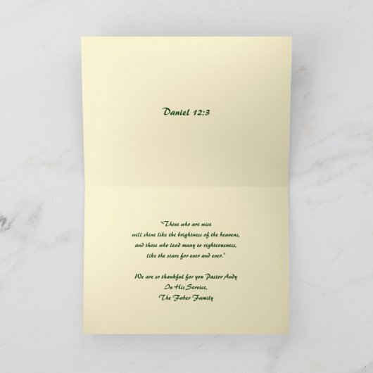 Pastor Appreciation Foliage Bedankkaart (Binnen)