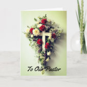 Pastor Appreciation Kaart met Flowered Cross (Voorkant)
