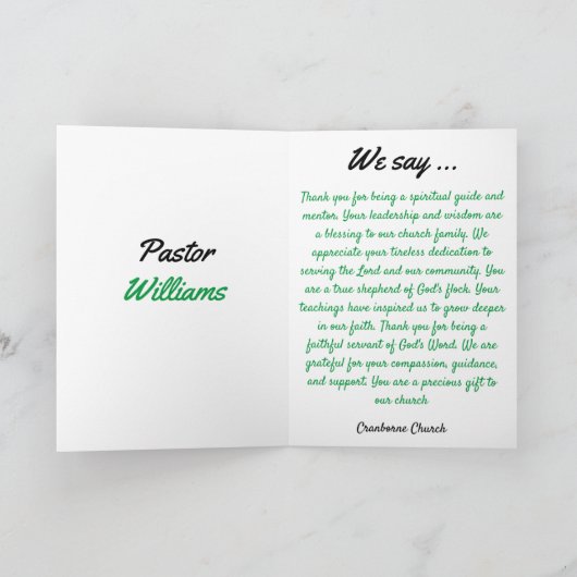 Pastor Appreciation Kaart met Flowered Cross (Binnen)