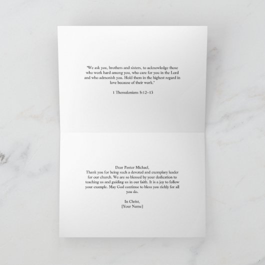 Pastor appreciation Quiet Lake Landscape Bible Bedankkaart (Binnen)
