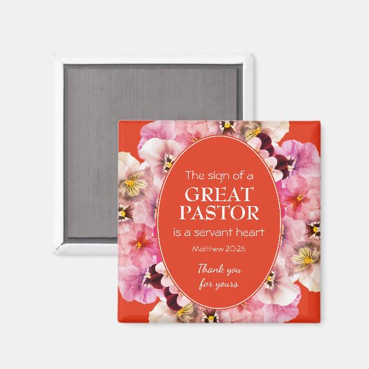 PASTOR APPRECIATION SERVANT Oranje Floral Magneet (Voorkant / Achterkant)