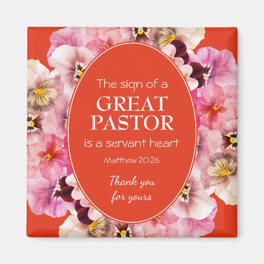 PASTOR APPRECIATION SERVANT Oranje Floral Magneet (Voorkant)