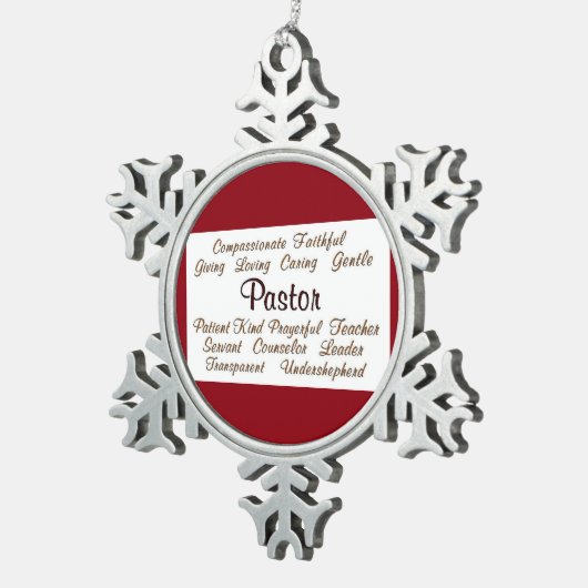 Pastor Attributen Tin Sneeuwvlok Ornament (Rechts)