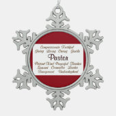 Pastor Attributen Tin Sneeuwvlok Ornament (Voorkant)