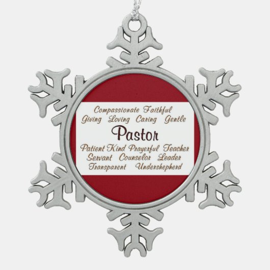 Pastor Attributen Tin Sneeuwvlok Ornament (Voorkant)