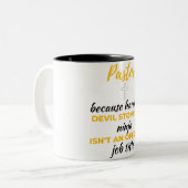 Pastor Because Hardcore Devil Stomping Ninja bl Tweekleurige Koffiemok (Voorkant links)