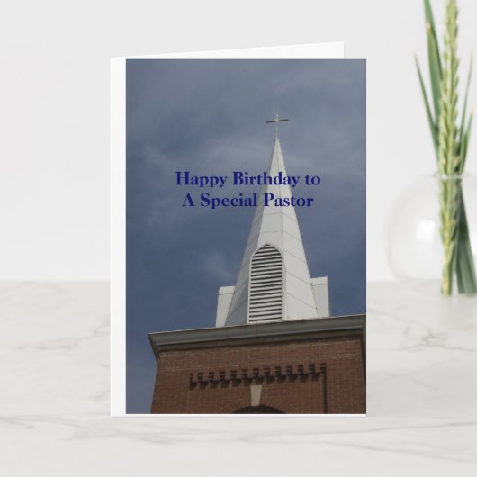 PASTOR Birthday Card - Steeple Kaart (Voorkant)