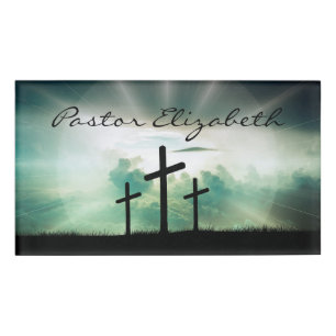 Pastor Christelijke Church Cross Monogram Name Bad Naambadge