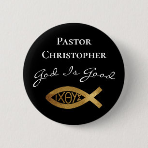 Pastor Christelijke Church God is goed ministerie  Ronde Button 5,7 Cm