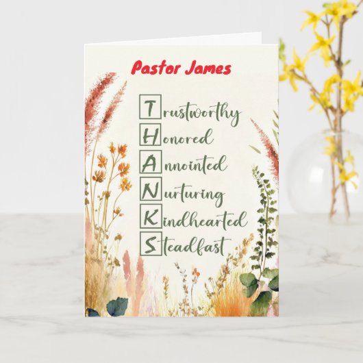 Pastor Clergy Appreciation Day Aangepaste naam Bed Kaart (Gele Bloem)