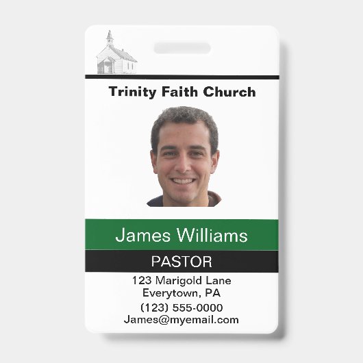 Pastor Custom ID Badge (Voorzijde)