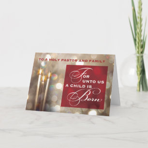 Pastor en familie kerstkaarsen Kind is geboren Kaart