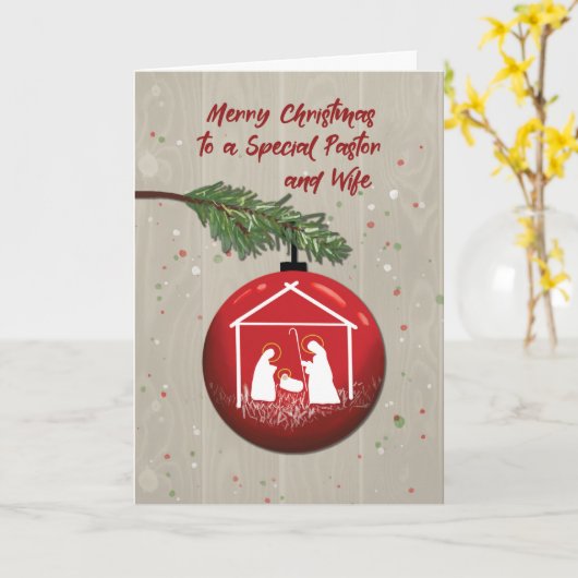 pastor en vrouw kerstversiering met woede kaart (Gele Bloem)