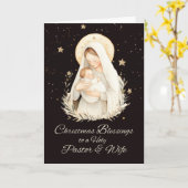 Pastor en vrouw Kerstzegeningen Madonna Kaart (Gele Bloem)
