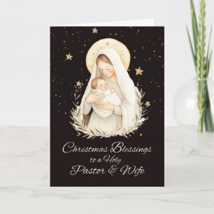 Pastor en vrouw Kerstzegeningen Madonna Kaart
