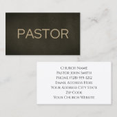 Pastor Faded Black Distressed Leather Church Visitekaartje (Voorkant / Achterkant)