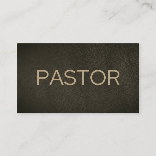 Pastor Faded Black Distressed Leather Church Visitekaartje (Voorkant)