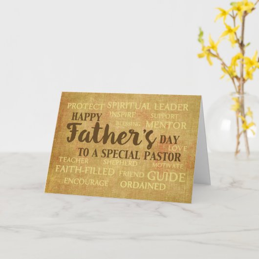 Pastor Fathers Day Qualities Kaart (Gele Bloem)