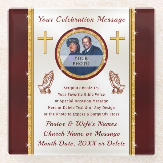 Pastor Gifts Personalized, Christelijke Onderzette Glazen Onderzetter (Voorkant)