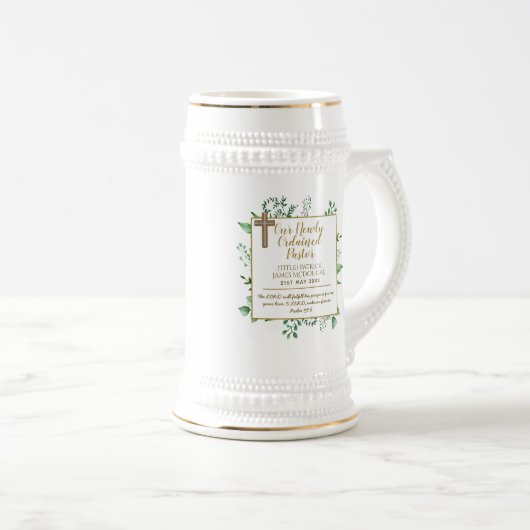 Pastor Installatie Nieuw Gewijd Geschenk Persoonli Bierpul (Voorkant rechts)