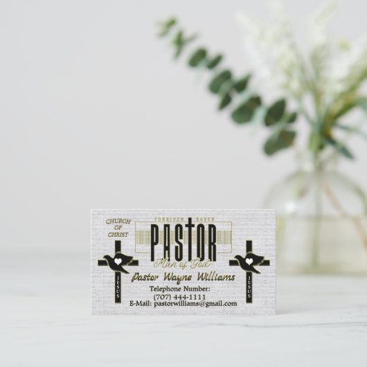 Pastor/kerk gepersonaliseerd visitekaartje (Staand voorkant)