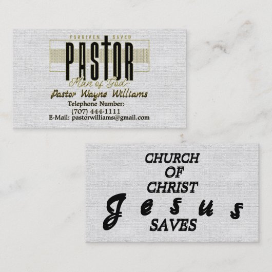 Pastor/kerk gepersonaliseerd visitekaartje (Voorkant / Achterkant)