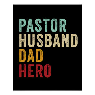 Pastor Man Papa Hero - Christelijke Vaderdag Perfect Poster