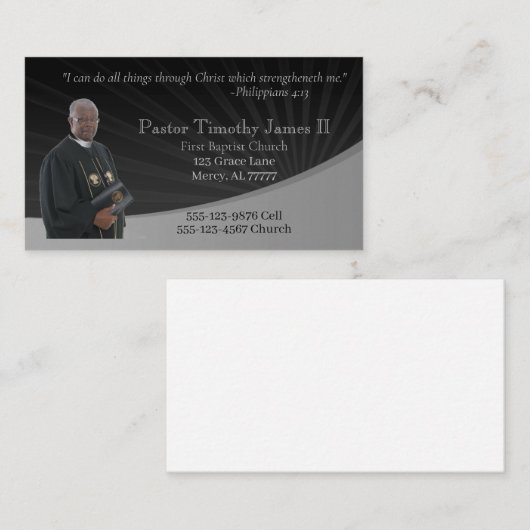Pastor of Deacon-foto Visitekaartje (Voorkant / Achterkant)