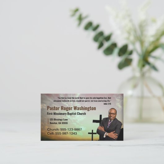 Pastor of Deacon Photo Church Visitekaartje (Staand voorkant)