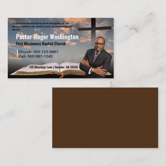 Pastor of Deacon Photo Church Visitekaartje (Voorkant / Achterkant)