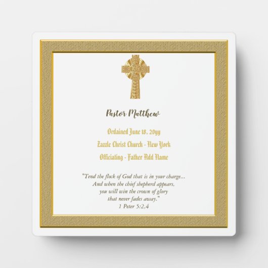 Pastor Ordination Plaque Jubileum Priest Deacon Fotoplaat (Voorkant)
