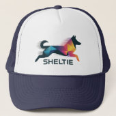 Pastor Shetland poligonal en amarillo y azul Trucker Pet (Voorkant)