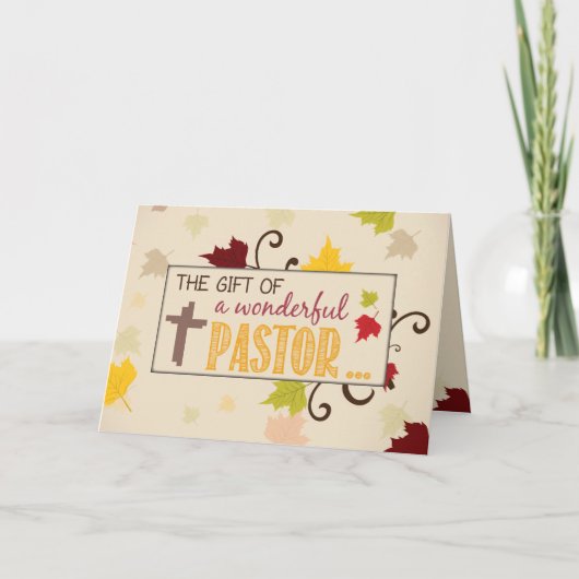 Pastor Thanksgiving Cadeaufval Bladeren Feestdagen Kaart (Voorkant)