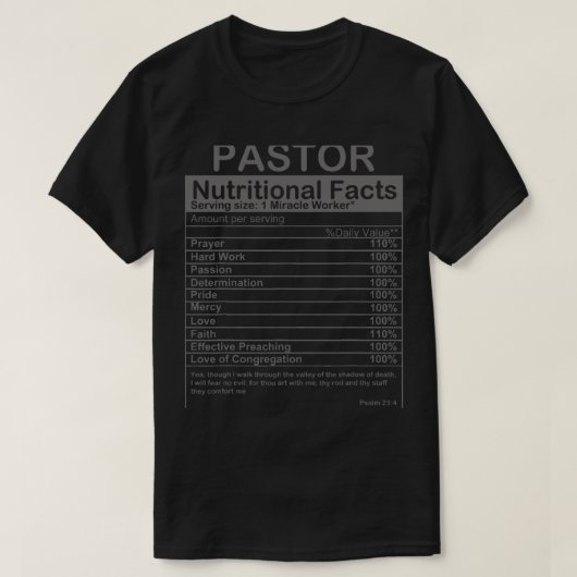 Pastor Voedingsfeiten Grappige Pastor Waardering T-shirt (Design voorkant)