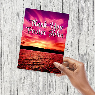 Pastor Waardering Ansichtkaart   Oceaan Roze Zonso Briefkaart