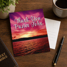 Pastor Waardering Ansichtkaart | Oceaan Roze Zonso