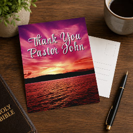 Pastor Waardering Ansichtkaart | Oceaan Roze Zonso Briefkaart