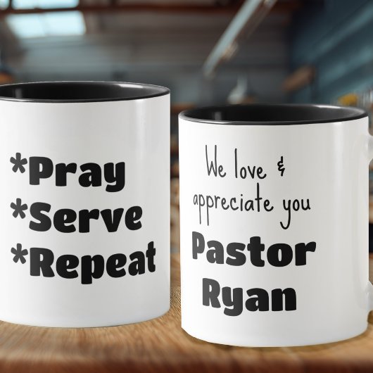 Pastor Waardering Bid Gebed Herhaal Aangepaste Mok