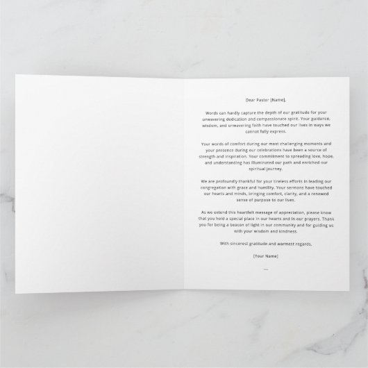 Pastor waardering bloemenbedankkaart bedankkaart (Binnen)