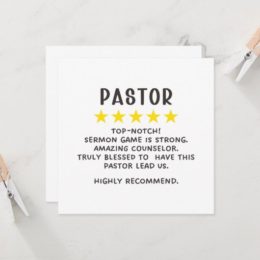 Pastor-waardering Kaart (Voorkant / Achterkant in situ)