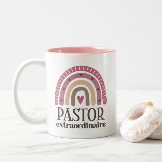 Pastor-waardering Tweekleurige Koffiemok (Met donut)